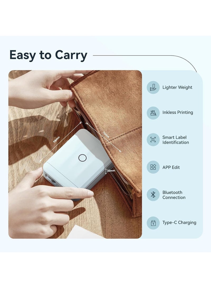 NIIMBOT D110 Upgraded Version Mini Label Maker Machine D110-M Label Printer with 15mm Printing Width, Portable Bluetooth Thermal Printer, Sticker Maker with Multiple Templates, with 1 Roll 12*40mm White Tape for Office Organization Home Kitchen School, Blue - Image 2